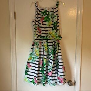 NWT Chetta B floral striped sleeveless party dress size 14